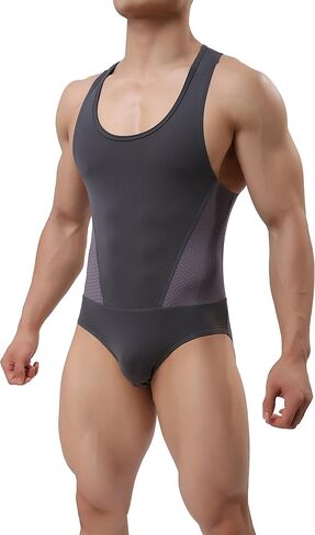 Men's Stretch Jockstrap Singlet Leotard Bodysuit Bodywear Underwear in Saudi Arabia