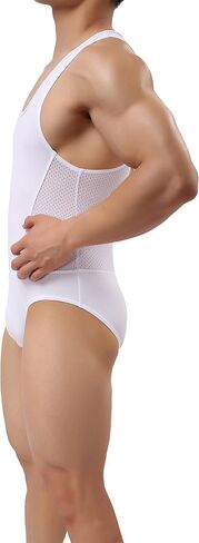 Men's Stretch Jockstrap Singlet Leotard Bodysuit Bodywear Underwear in Saudi Arabia