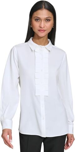 KARL LAGERFELD Women's Sleeveless Collared Button Front Blouse in Saudi Arabia