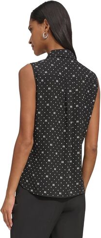 KARL LAGERFELD Women's Sleeveless Collared Button Front Blouse in Saudi Arabia