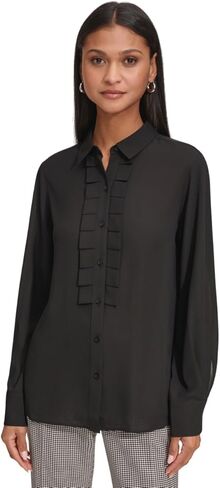 KARL LAGERFELD Women's Sleeveless Collared Button Front Blouse in Saudi Arabia