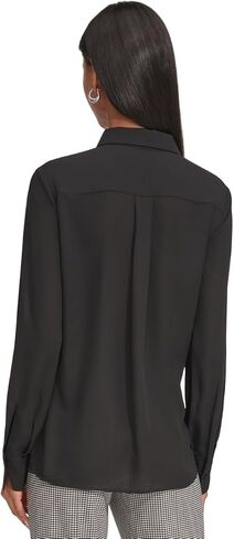 KARL LAGERFELD Women's Sleeveless Collared Button Front Blouse in Saudi Arabia