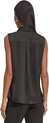 KARL LAGERFELD Women's Sleeveless Collared Button Front Blouse in Saudi Arabia