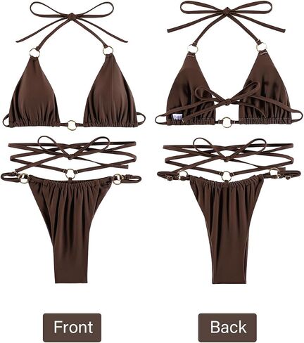 Women's Cheeky Bikini Sets Triangle Top Bathing Suits Sexy String Brazillian Two Piece Swimsuits in Saudi Arabia
