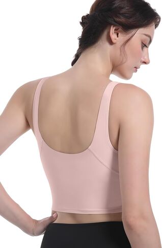 Sports Bras for Women Longline Wirefree Padded High Support, Workout Tank Athletic Crop Tops Built in Bra for Women Large Bust, Push up Crop Running Yoga Women's Sports Bra High Impact Black M in Saudi Arabia