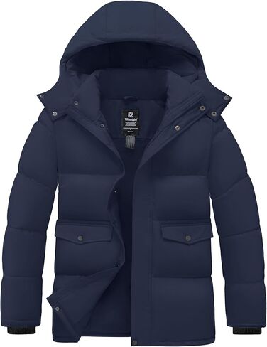 wantdo Men's Winter Coat Warm Parka Jacket Waterproof Puffer Jacket with Removable Hood (Regular and Big Size) in Kuwait