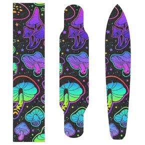 Psychedelic Mushrooms Skateboard Grip Tape 10" x 40" Bubble Free Waterproof Skateboard Grip Tape Sheet Non Slip Griptape for Skateboard Longboard
