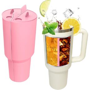 2-in-1 Drink Separator Silicone Liner fit Stanley Cup 40oz, Inner Cup Section Tray for Stanley Tumbler Accessories, Reusable Cup Divider Two Drinks in One Cup (Pink)