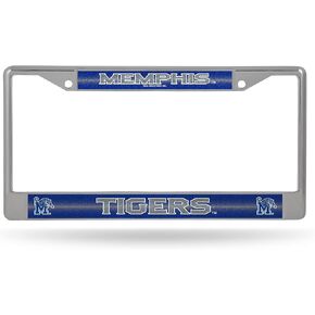 Rico Industries NCAA Memphis Tigers Bling Chrome License Plate Frame with Glitter Accent 12X0.5X06