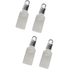 4-Pack of 8 Dram 1 oz 30mL Refillable Frosted Glass Dropper Bottle Silver Cap for DIY Tincture Serum Oils Make Up Cosmetics