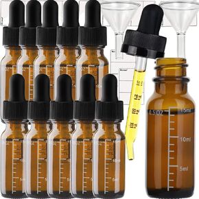 HUIZHU 12PCS 15ml Amber Glass Dropper Bottles Liquid bottling Refillable Bottles Dispensing bottle with Dropper Pipettes for Essential Oils/Beauty Oil Mix,Blends (Brown Glass, 15ml x 12pcs)