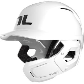 TUCCI Potenza Batting Helmet with Jaw Flap, L/XL, Gloss White, Right-Handed Hitter