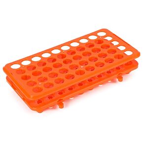 stonylab Test Tube Rack with Silicone Gasket, 0.71 inch Pore Size with Silicone Pad, 50 Well Multi-Purpose Removable Tube Rack, Ideal for Laboratory Use, 1 Pack, Orange