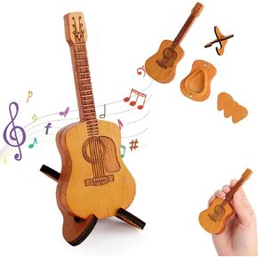 Sherum Strumbox, Sheremart Strumbox, Sherum Pick Box, Serum Strumbox, Emboadlie Wooden Acoustic Guitar Box, Wood Guitar Pick Case with Stand, Guitar Pick Box with 3 PCS Guitar Picks (1SET)