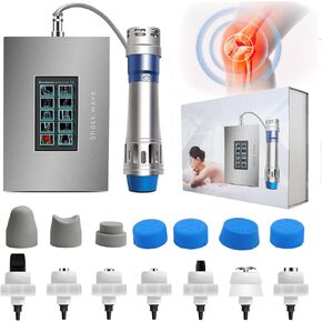 Shockwave Therapy Machine Extracorporeal Shock Wave Therapy Device 7in1 Focused Shockwave Therapy Machine Pain Relief at Home for Body Feet Knees, Silver