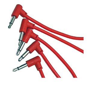 Luigis Modular M-PAR Right Angled Eurorack Patch Cables - Package of 5 Red Cables, 24" (60 cm)