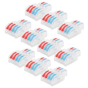 Hilitand 10Pcs Lever Wire Connectors, Quick Wiring Cable Connector 2 in 4 Out Push-in Conductor Terminal Block Electrical Connectors