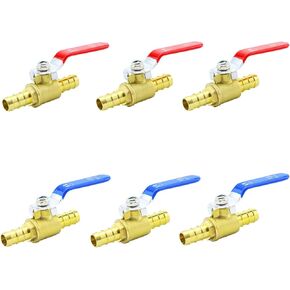 1/2 Inch PEX Ball Valves, 6 Pcs PEX Brass Full Port Shut Off Ball Valve, Brass Full Port Quarter Turn Crimp Pex Valves for Hot and Cold Water