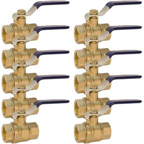1/2" NPT FIP Lead-Free Brass Ball Valve Heavy Duty PN25 WOG Full Ported Female X Female Thread (10 Pack)