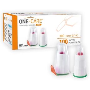 ONE-CARE OPTI Safety Insulin Pen Needles 30G x 8mm (5/16’’), 100ct Box
