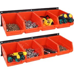 Parts Storage Bins Screw Organizer Wall Mount with 8 Removeable Bins Bolt Bins for Shop Hardware Storage Box for Garage Shed Workshop Craft Room