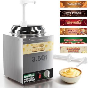 Want Joining 3.5qt موزع الجبن ناتشو مع المضخة - جبن ناتشو أكثر دفئًا ، فولاذ مقاوم للصدأ حلوة ساخنة دافئة مع 5 درجة حرارة المستوى ، موزع الهراء الساخن للجبن الساخن بالكراميل in Kuwait