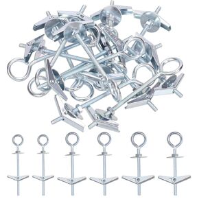 Hilitchi 15Pcs M4 O-Shaped Toggle Bolts and Wing Nut Kit Eye Bolt Toggle Anchors Set Butterfly Toggle Anchors Toggle Bolts Heavy Duty Butterfly Anchors for Hanging Lamps Heavy Items