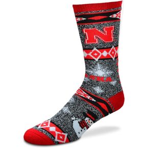 For Bare Feet NCAA Ugly Christmas Holiday Snowman Socks-Size Large (10-13)