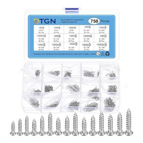 Carbon Steel Nickel-Plated Mini Screw Kit Phillips Pan Head Micro Screws Self-Tapping Mini Electronic Screws Assortment Kit,Silver(Size:M1x3-M1.7x8-750pcs)