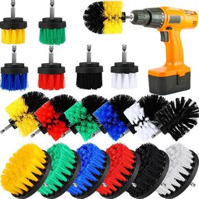 18 Pcs Drill Brush Set Drill Brush Attachment Cleaning Brushes Scrub Brush for Drill Bathroom Tub Shower Grout Tile Drill Brush Scrubber Cleaning Kit Drill Scrub Brush Attachment, Multicolor
