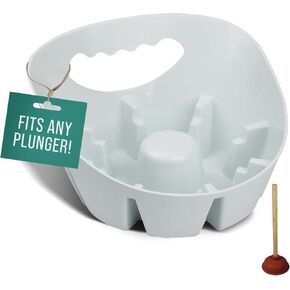Maplefield Plunger Tray - Universal Toilet Plunger Tray Made for Toilet and Sink Plungers - Easy to Clean - White Toilet Plunger Holder Drip Tray - Pack of 1 Plunger Drip Tray