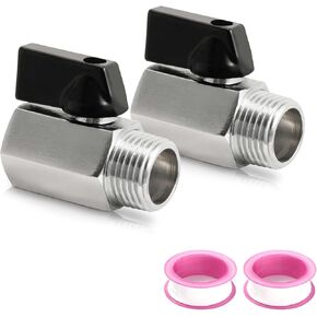 2Sets 1/2" Robust Hot Water Valve Drain Plug for RV Water Heater, 1/2 Ball Valve Water Heater Drain Valve Replacement for Drain Valve with 2pcs Tape, Trailer Water Heater, City Water Inlet Though