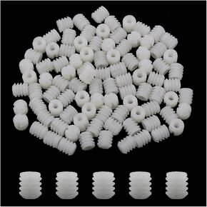 100pcs Plastic Expansion Tube Screws Hinge Expansion Pin Hinge Self Tapping Screws Cabinet Door Dowel Inserts for Joining Wooden Furniture Panels, White, M4x10mm