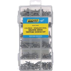Seachoice Stainless Steel Square Drive Tapping Screw Kit, 216 Piece