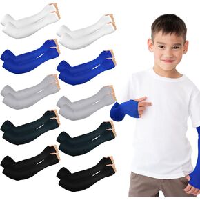 10 Pairs Arm Sleeves for Kids Arm Sleeves for Boys Uv Sun Protection Cooling Sleeves Youth Sport Compression Sleeves (Multi Colors)