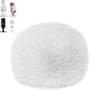 SUNMON Blue Yeti Microphone Pop Filter, Mic Cover Furry Foam for Blue Yeti, Fifine AM8, HyperX SoloCast, Razer Seiren V3 Mini Microphones and Most Mic (White)