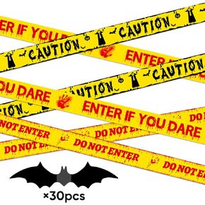 Caution Tape Halloween Decorations Party for Outside & Indoor Halloween Party Decorations Supplies Halloween Caution Tape 3 Rolls - Crime Scene Tape - Do Not Enter Tape - Haunted House Decorations