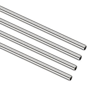 304 Stainless Steel 4mm OD 300mm Length - 4Pcs Round Metal Pipe Fits for Industrial Applications - Stainless Steel Seamless Straight Pipe Tube - (0.5mm Thickness)
