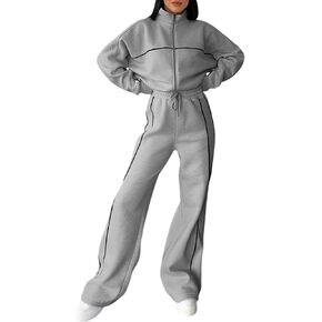 PUWEI Women 2 Piece Tracksuit Fall Outfits Long Sleeve Zip Up Sweatshirt Jogger Pants Lounge Sweatsuit Sets