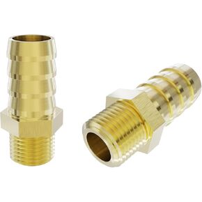 2PCS Brass Hose Barb Fittings, Metric M10-1.25 Male to Barb Fit Hose ID 10mm，Barbed Hose Fitting, Male Thread Hose Barb Adapter Connector, Hose Barb Fitting
