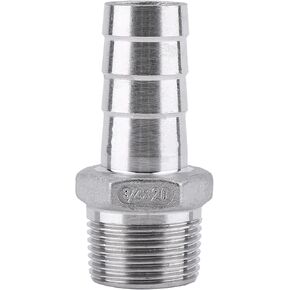 Hose Connector, Adapter, Hose Stainless Steel SS304 Male Thread Coupling Fitting Connector BSP, Barbed Hose, Parts Connectors (3/4''*20mm)