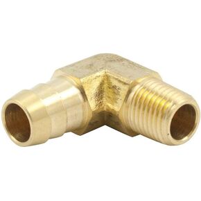 3/8" Hose ID/Hose Barb to 1/4" Male NPT MIP MPT 90 Degree L Right Angle Elbow Brass Fitting Fuel/Air/Water/Boat/Gas/Oil WOG