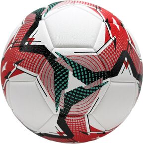 Red and White Soccer Ball Size 5 with Smooth Surface Waterproof Wear Resistant for Lawn Indoor Outdoor Sports Training Ball or Competition Balls