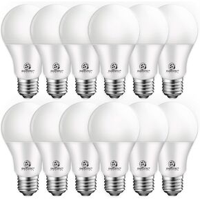 E ENERGETIC LIGHTING Dimmable LED Light Bulbs, 60W Equivalent 5000K Daylight, 8.5W 800 Lumens, E26 LED Bulb 60 Watt Dimmable, UL/ETL Listed, 12 Packs