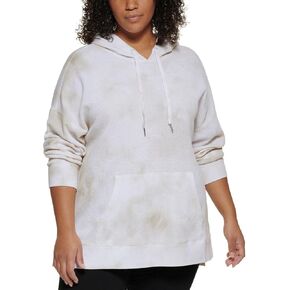 Calvin Klein Performance Womens Plus Waffle High Low Hoodie Beige 1X