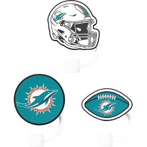FOCO Miami Dolphins NFL 3 Pack Primary Logo Straw Toppers