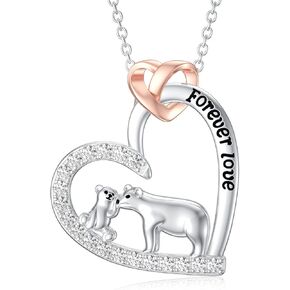 Mother Jewelry Gifts 925 Sterling Silver Mama Bear/Dinosaur/Cat/Bird Necklace with 1 2 3 4 5 Cubs Mothers Day Gifts for Women Mom