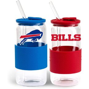 The Memory Company | Licensed NFL 2-Pack Glasses with Silicone Grip and Lid, with Straw