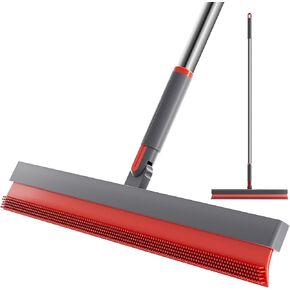Multifunction Magic Broom 180 Degree Rotating Sweep and Scrape 2 in 1 Household Cleaning Air Broom with Adjustable Long Handle TPR Bathroom Squeegee Broom for Pet Hair,Glass