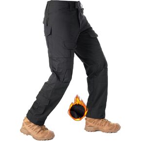 TRGPSG Men's Fleece Lined Hiking Pants Winter Cargo Pants Snow Ski Pants Tactical Outdoor Trousers with Multi-Pocket